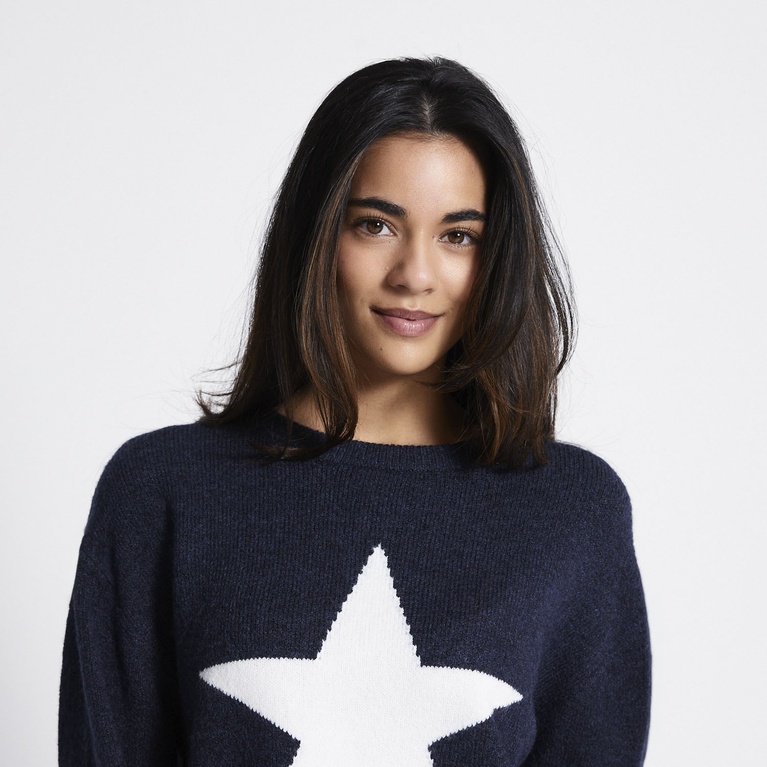 Crew-neck knit sweater "Aya"